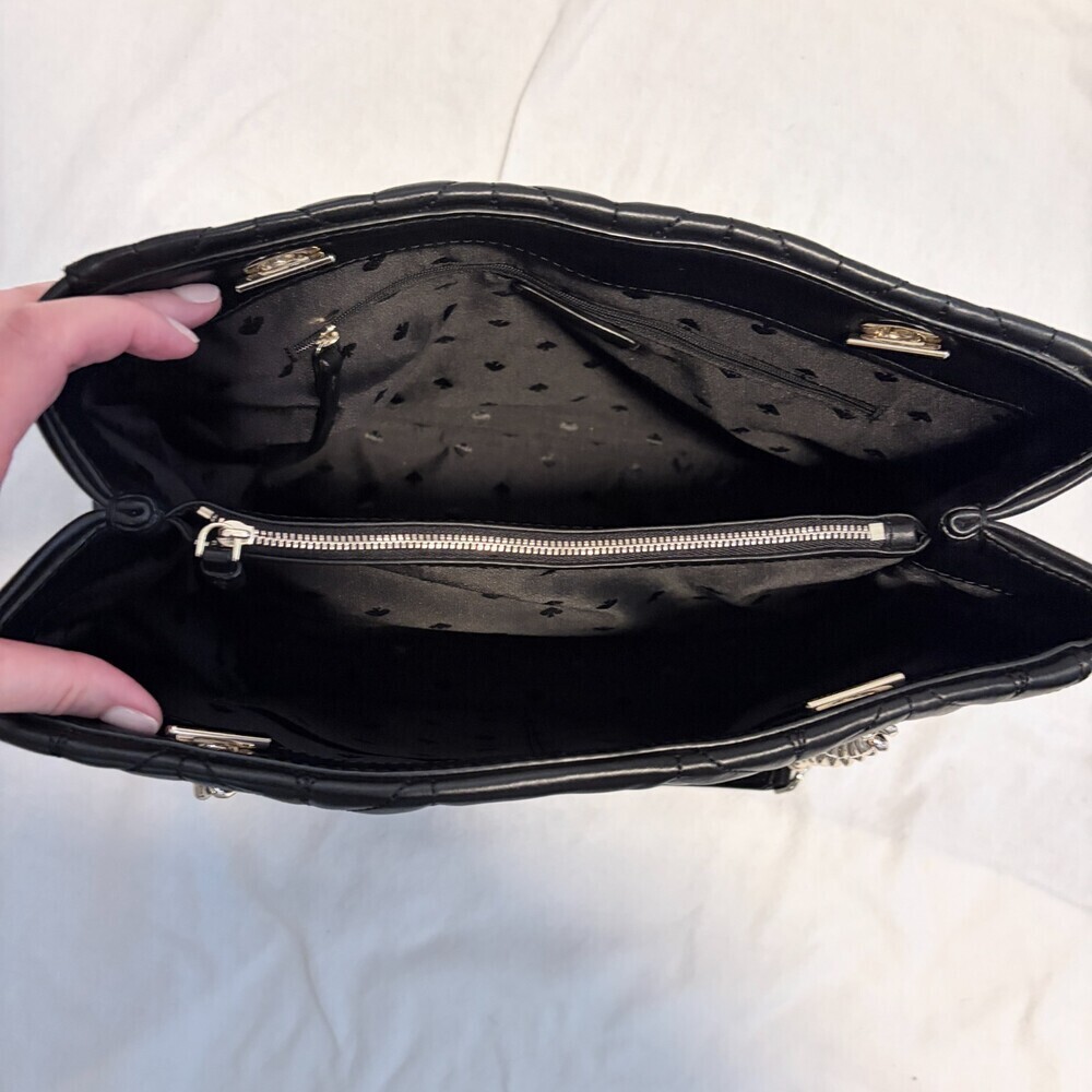 Kate Spade Briar Lane Quilted Willis Tote Bag Black Silver Handwear Chic Luxury - Picture 11 of 16